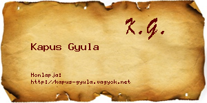 Kapus Gyula névjegykártya